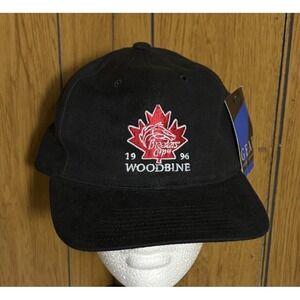 NWT Vintage 1996 Woodbine Breeders' Cup Embroidered Hat Cap Black Adjustable 90s